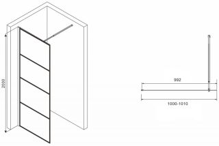 Душевая перегородка ABBER Immer Offen AG65100B 100см чёрный